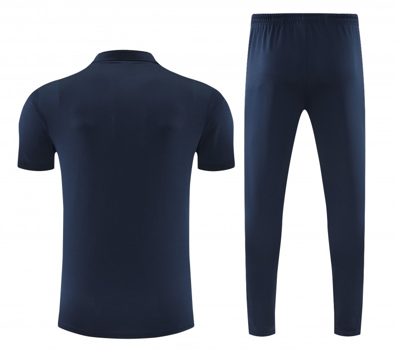 26/27  Barcelona Navy Blue Polo Training Shirt + Long Pants Tracksuit