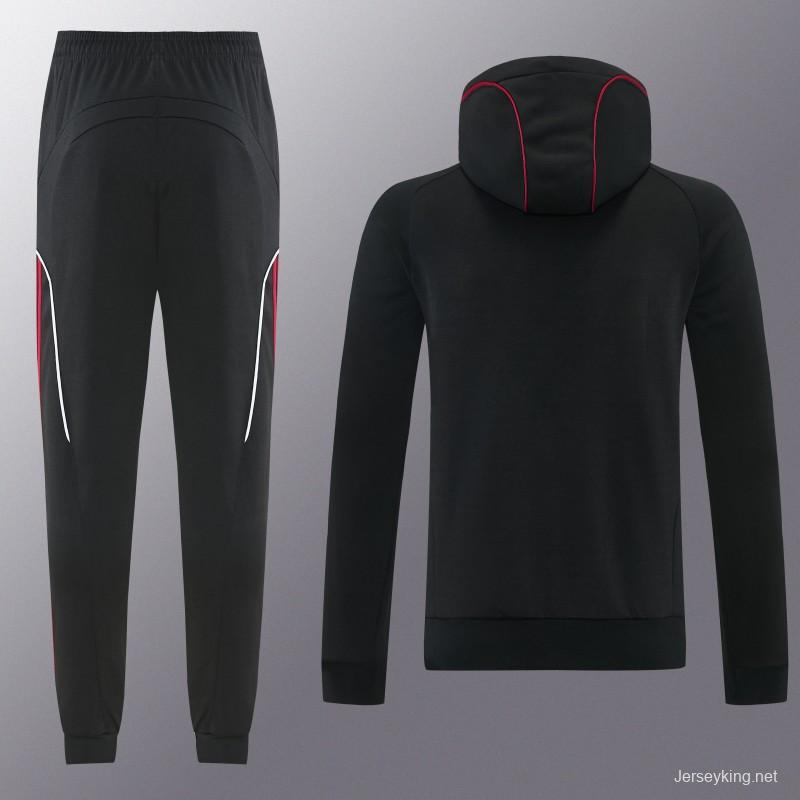 26/27 Liverpool  Black Full Zipper Hooded Jacket Tracksuit + Long Pants
