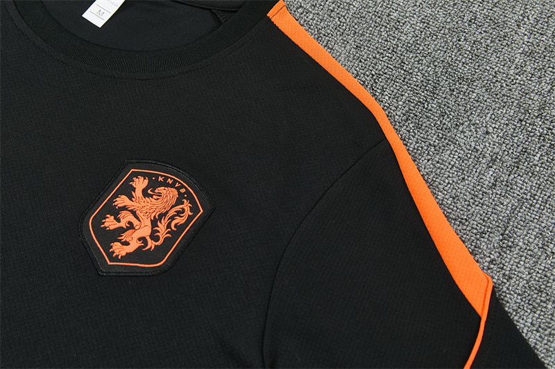 2026 Netherlands Black & Orange  Short Sleeve+Soccer Shorts