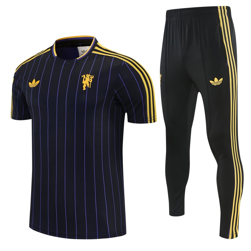 26/27 Manchester United Black Short Sleeve Tracksuit + Long Pants