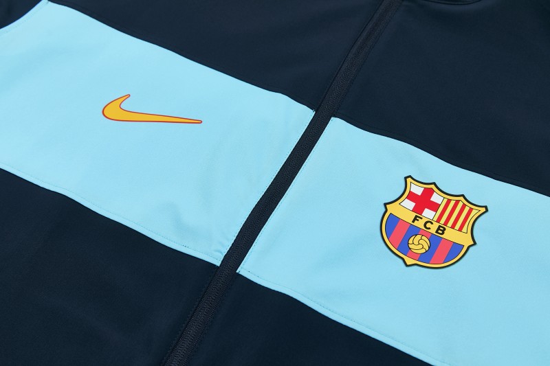 2026 Barcelona Navy Blue  Full Zipper Jacket Tracksuit + Long Pants