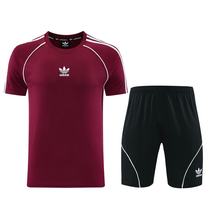 26/27 Adidas AD15  Dark Red Short Sleeve+Soccer Shorts