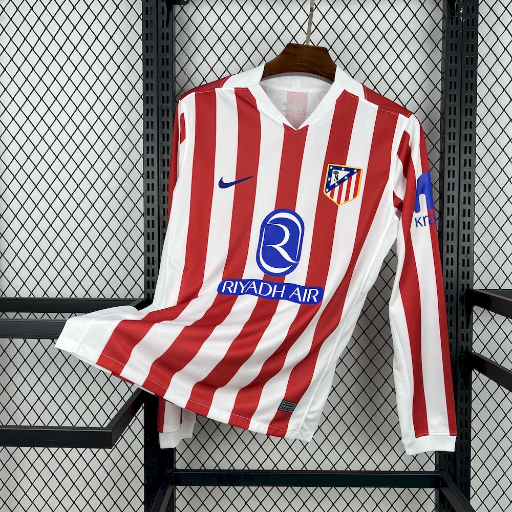 2025/26 Mens Atletico Madrid Home Long Sleeve Jersey