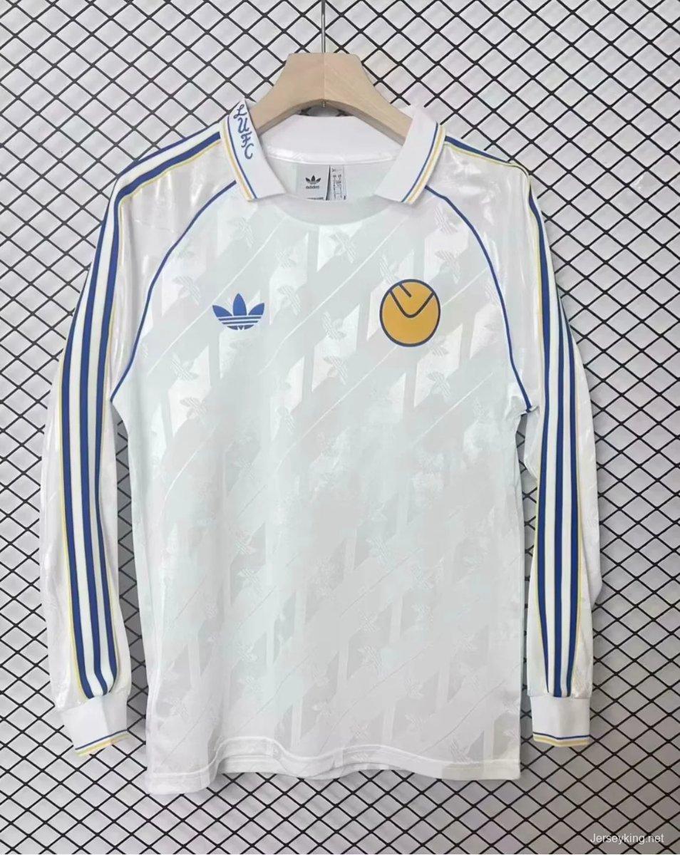 24/25 Leeds United  Adidas LFSTR Retro Long Sleeve White Jersey