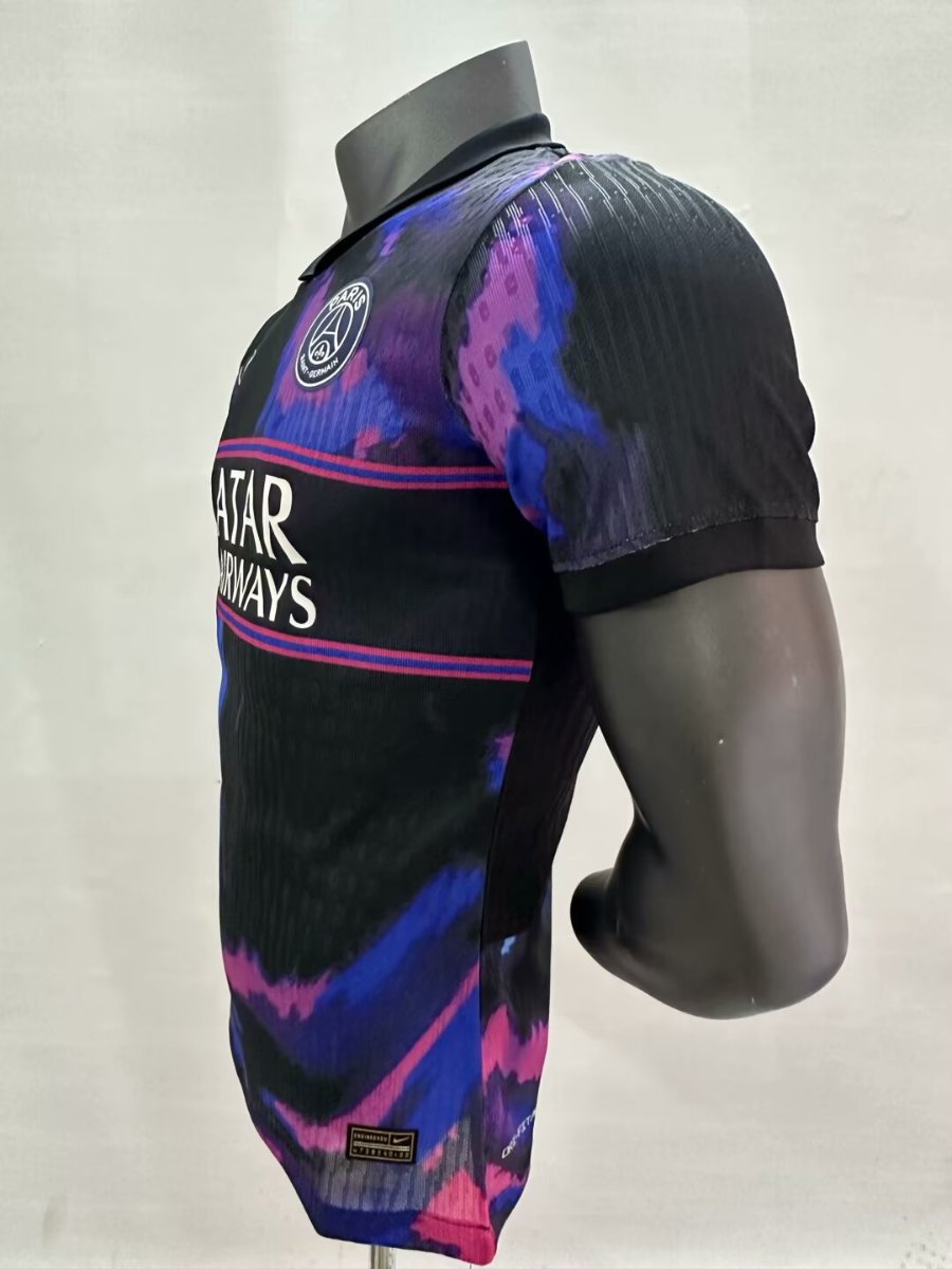 Player Version 25/26 PSG Black with Blue & Pink Abstract Pattern Jersey