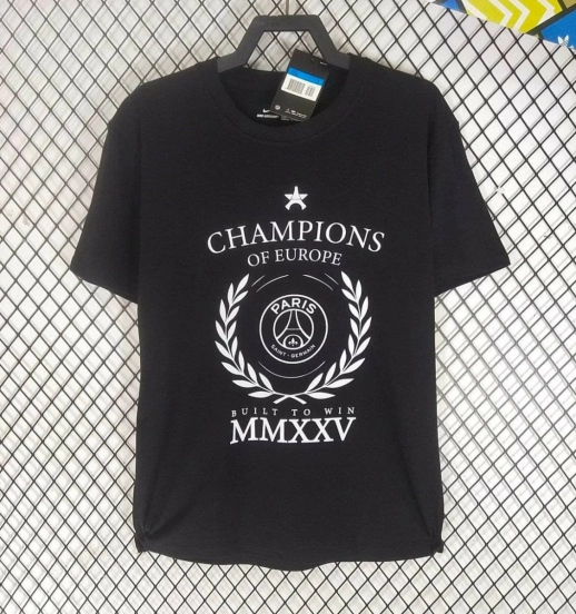 25/26 PSG Black Champion Black T-Shirts