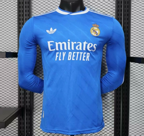 Player Version 25/26 Real Madrid Third Blue Long Sleeve Jersey