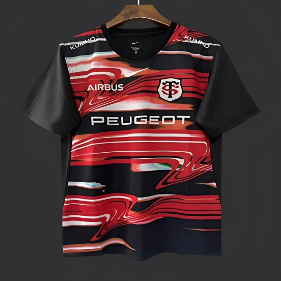 25/26 Toulouse Rugby Black with Red Lightning Stripes Jersey