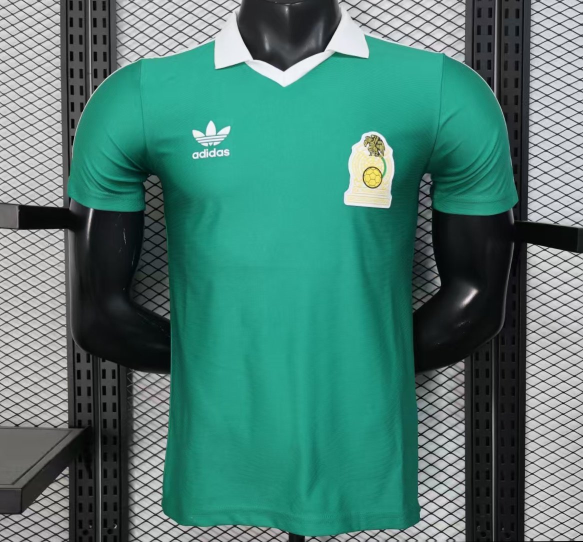 Player Version 2026 Mexico Retro Home Green with White Collar Jersey