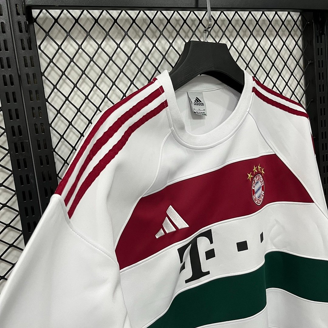 25/26 FC Bayern Munich Adidas Long Sleeve Sweatshirt - White Maroon Green Colorblock Training Top