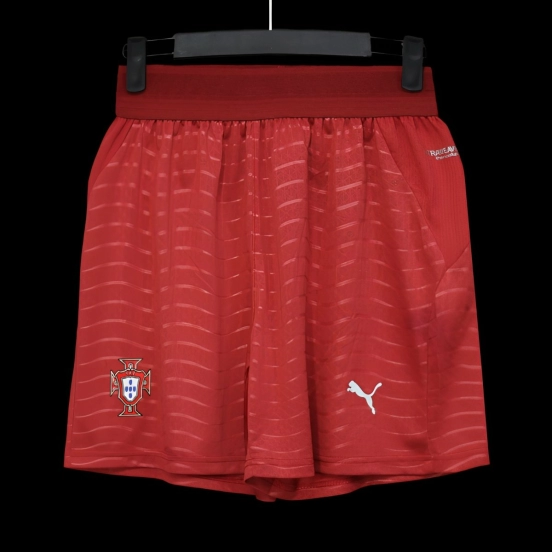 2026 Player Version Portugal Red with Wave Pattern Shorts