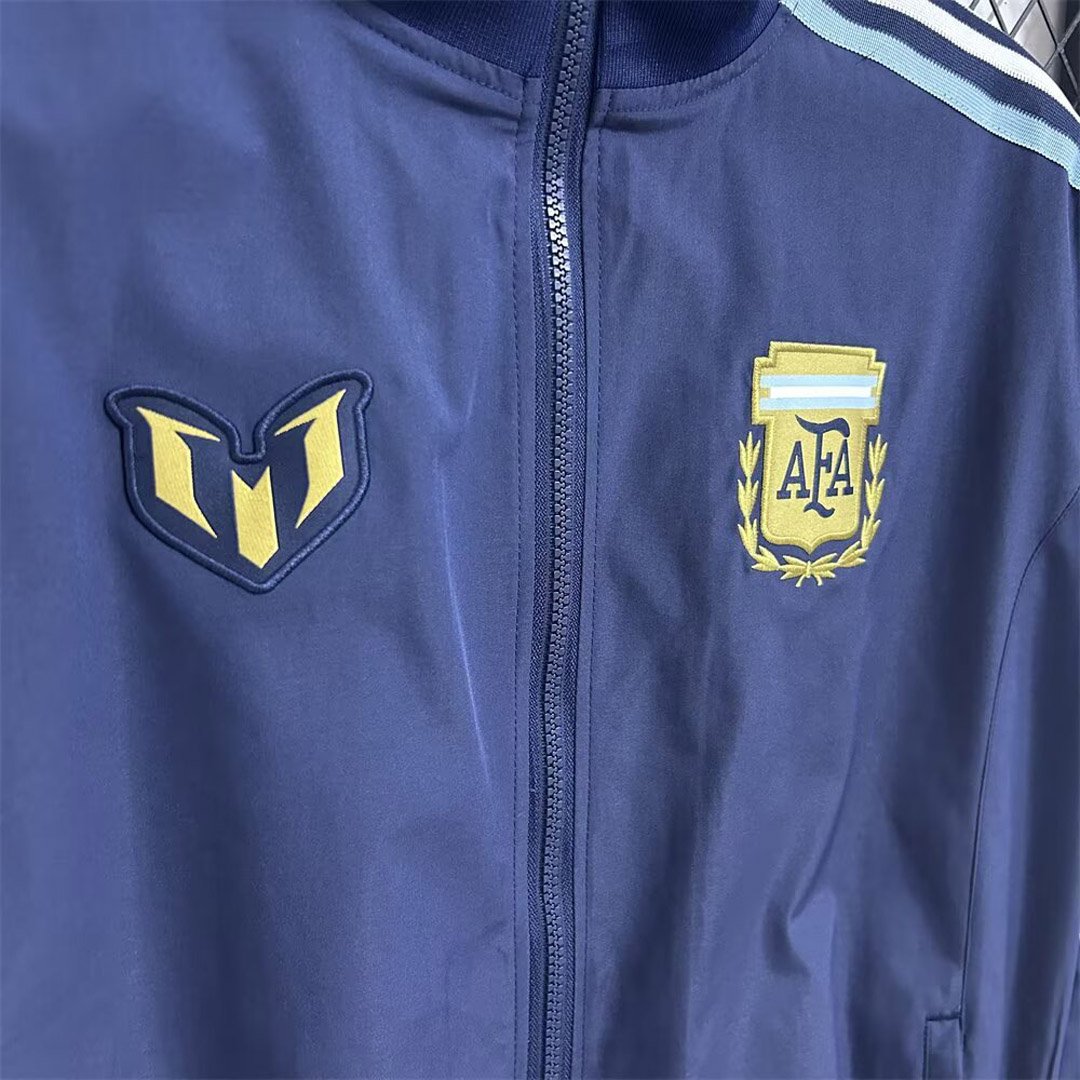 2026 Argentina MESSI Tribute Full Zipper Navy Blue Windbreaker