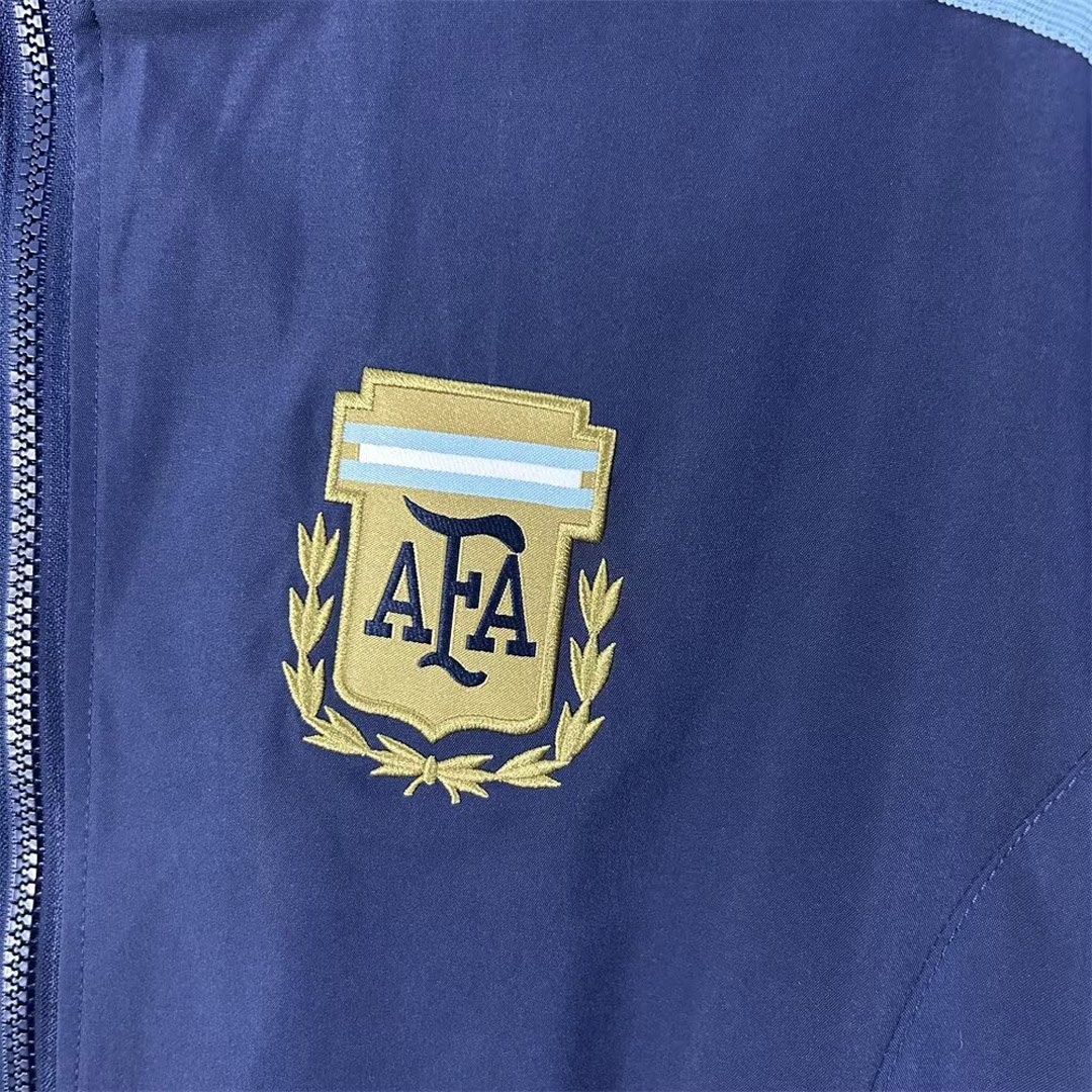 2026 Argentina MESSI Tribute Full Zipper Navy Blue Windbreaker